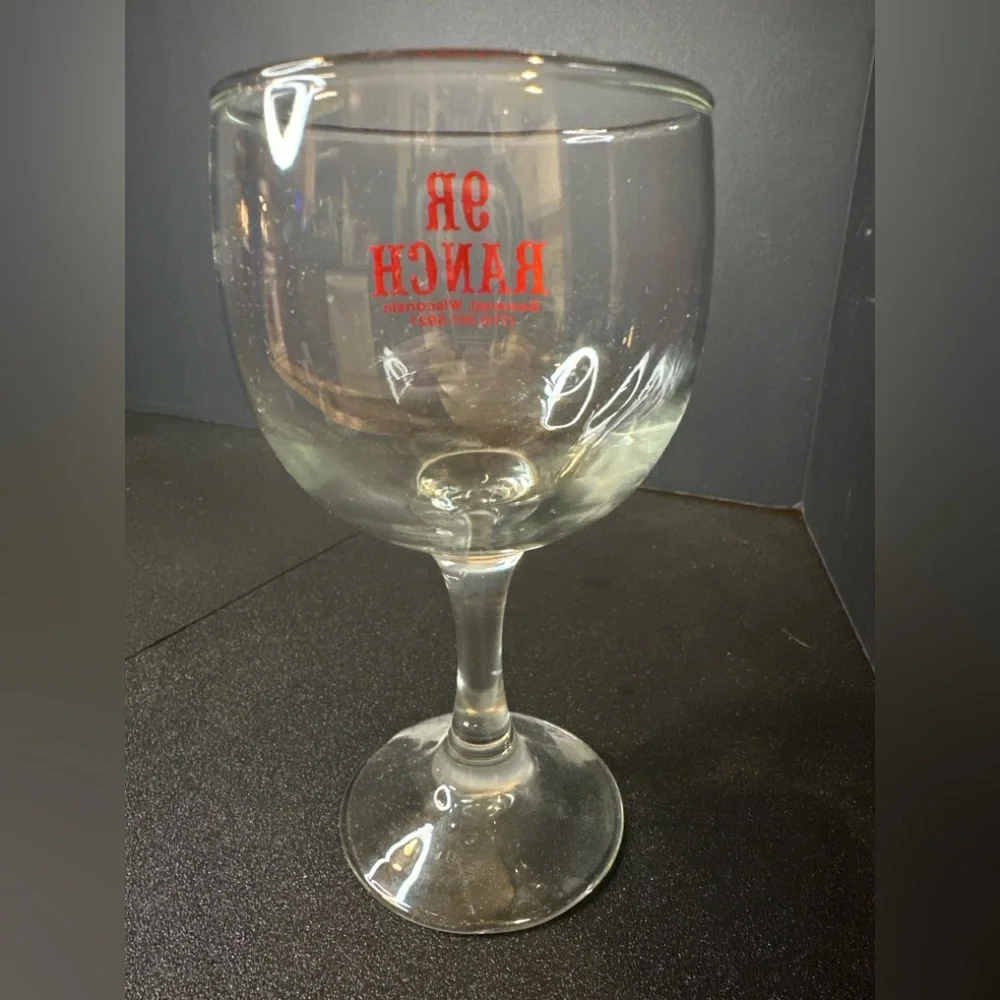 Vintage 9R Ranch Somerset WI Advertising Wine Goblet Bar‎ Glass